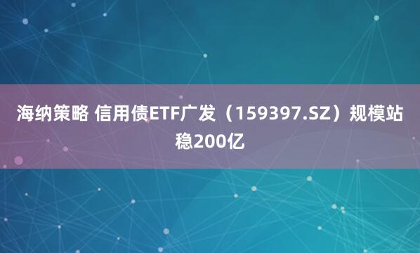 海纳策略 信用债ETF广发（159397.SZ）规模站稳200亿