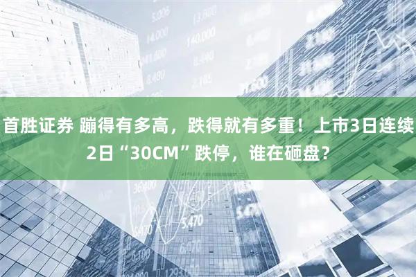 首胜证券 蹦得有多高，跌得就有多重！上市3日连续2日“30CM”跌停，谁在砸盘？